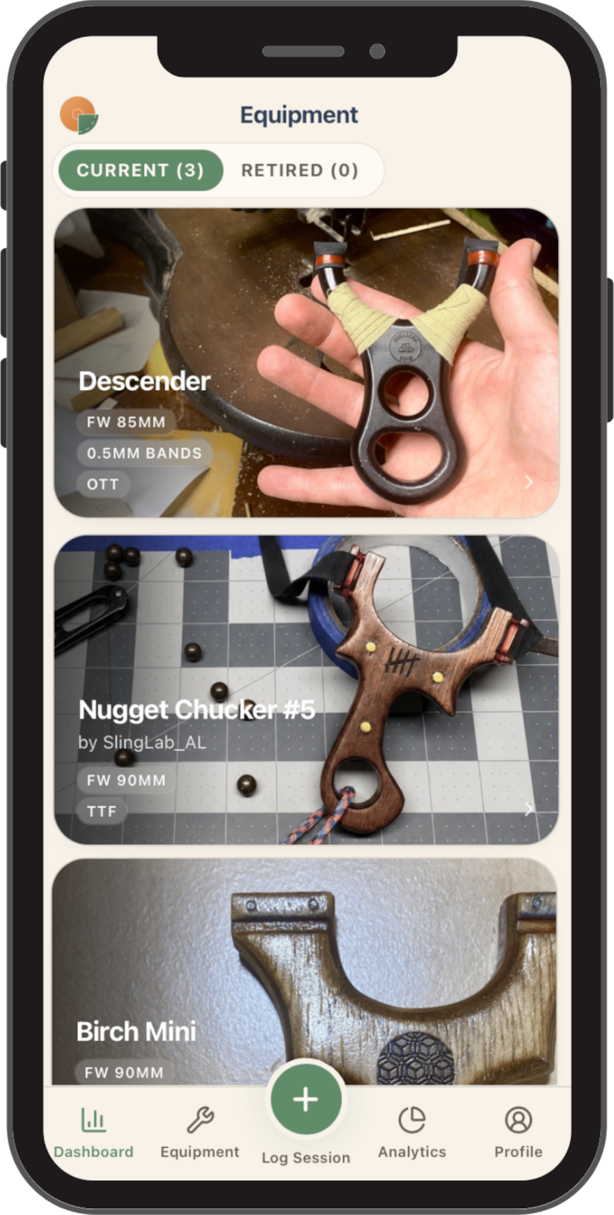 SlingLab equipment screenshot